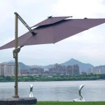 GU6303 Coffee Cantilever Parasol With Solar Lights