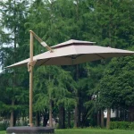 GU6303 Khaki Cantilever Parasol with Solar Lights
