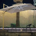 GU6303 Khaki Solar Light Cantilever Parasol