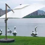 GU6303 Off White Cantilever Parasol With Solar Lights